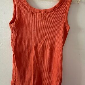 Uniqlo Women's Vibrant Orange Ribbed Tank Top